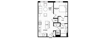 One bedroom floor plan with walk-in closet at Vandeveer Apartments, Florida