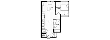 One bedroom floor plan layout at Vandeveer Apartments, Jacksonville, 32202