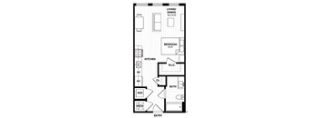Studio apartment floor plan with open layout at Vandeveer Apartments, Jacksonville, FL