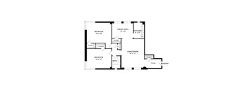 A black and white image of a floor plan for a house.