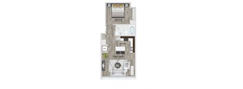 Studio apartment floor plan layout at 1405 Point Apartments, Maryland