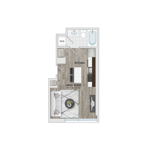 Two level apartment floor plan at 1405 Point Apartments, Baltimore, Maryland