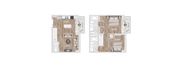 A floor plan of a two bedroom apartment.
