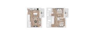 2 bed two bath floorplan at Allied Harbor Point Apartments, Maryland, 21231