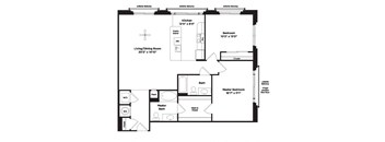 2 bed 2 bath B14b Floor Plan at 800 Carlyle, Alexandria, VA, 22314