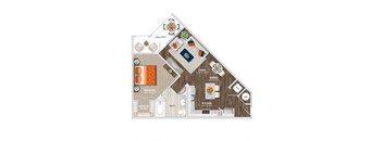 1 Bed 1 Bath Seville Floor Plan at Trelago Apartments, Maitland, FL, 32751