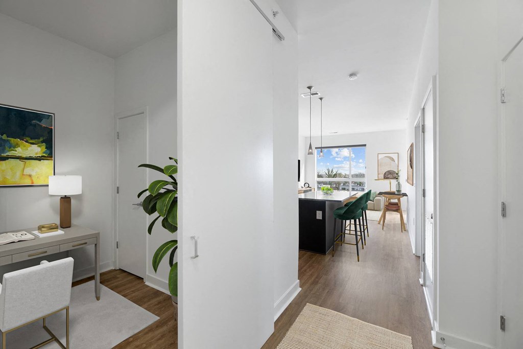 a living room and dining room area with a table and chairs at Fort Totten Square, Washington, Washington DC