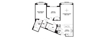 2 bed 2 bath B1b Floor Plan at 800 Carlyle, Alexandria