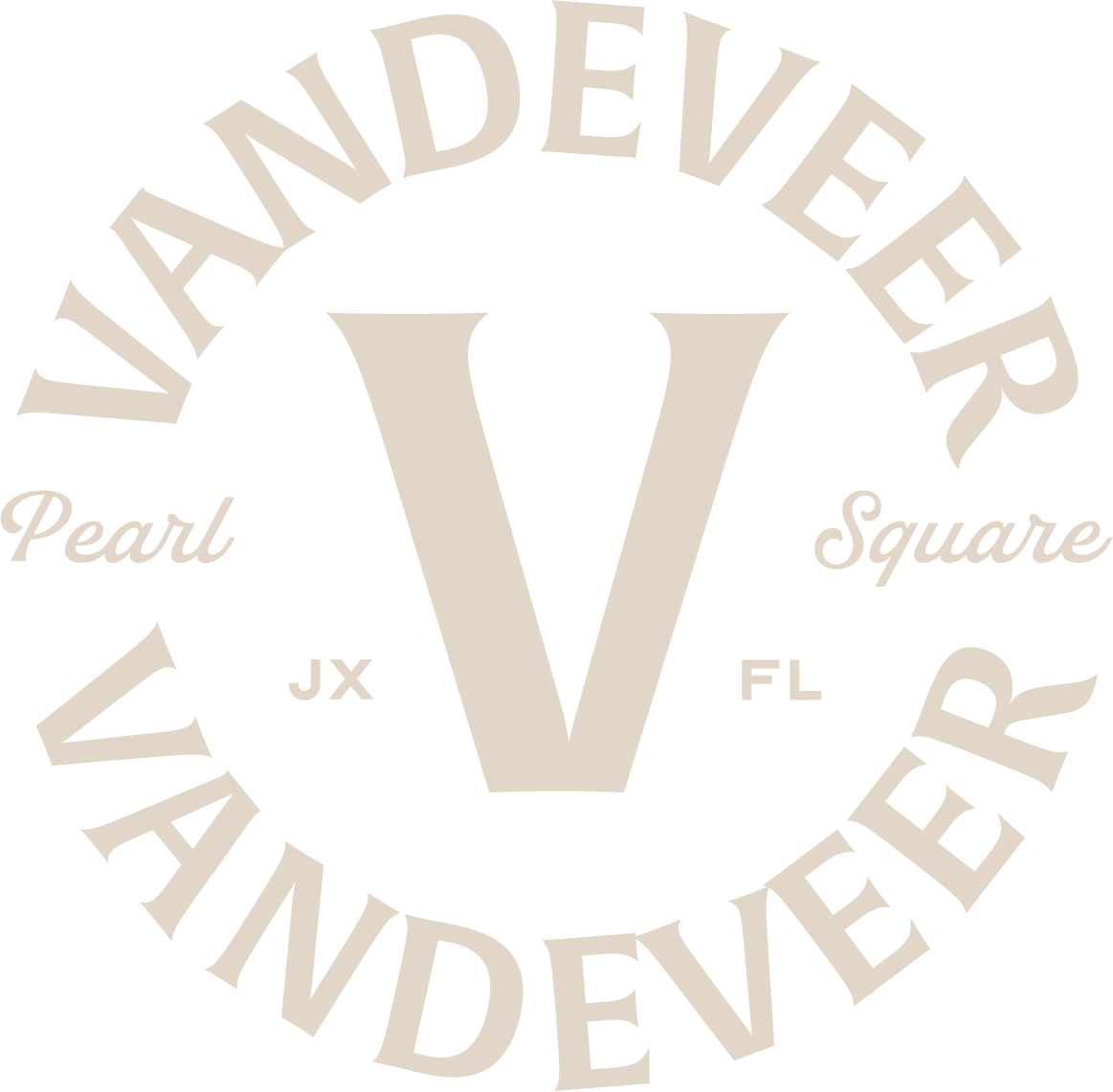 A black and white image of a VANDEEVER logo.