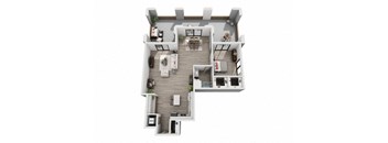 1 Bedroom 1 Bathroom Floor Plan at The Mansfield at Miracle Mile, Los Angeles