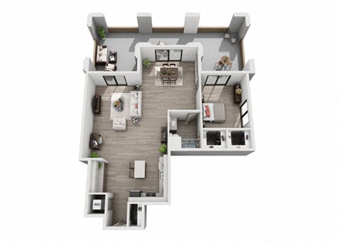 1 Bedroom 1 Bathroom Floor Plan at The Mansfield at Miracle Mile, Los Angeles