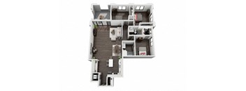 Three Bedroom, Two Bath Floor Plan at The Mansfield at Miracle Mile, California