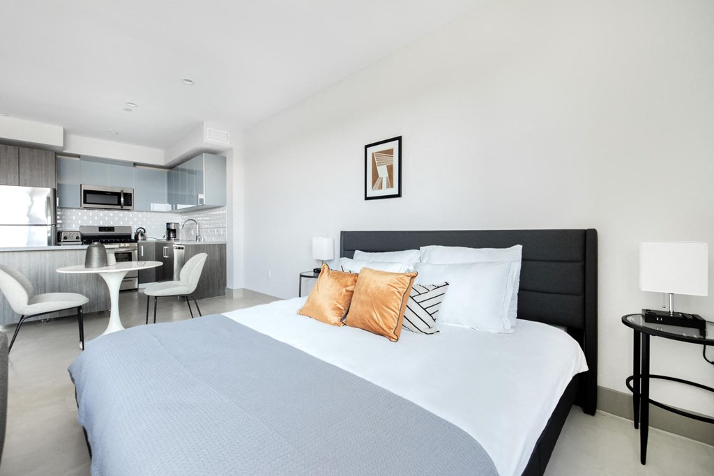 Studio Bed and Dining Spaces at The Mansfield at Miracle Mile, Los Angeles, 90036
