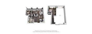 2 Bedroom, 1.5 Bath Loft Penthouse Floor Plan