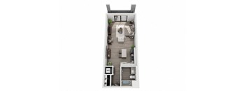 Studio Floor Plan at The Mansfield at Miracle Mile, Los Angeles, CA , 90036