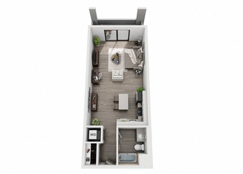 Studio Floor Plan at The Mansfield at Miracle Mile, Los Angeles, CA , 90036