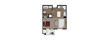 Studio 1 bath floor plan at Loma Villas Apartments, San Bernardino, 92408