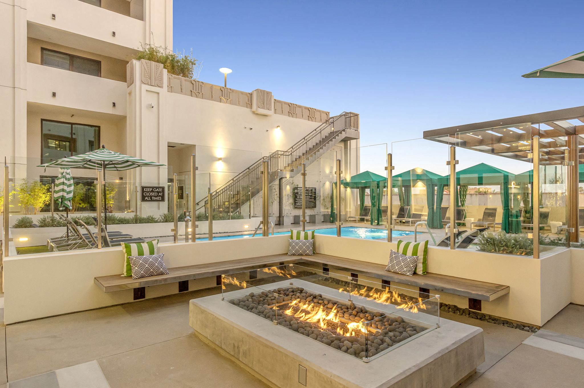 Cozy Fire Pit with Seating at The Mansfield at Miracle Mile, California, 90036