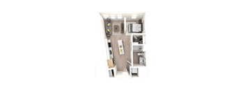 3D Floor Plan Image of 0B Option 2