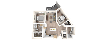 3D Floor Plan Image of 2B