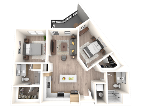 3D Floor Plan Image of 2B