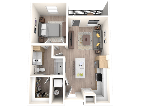 3D Floor Plan Image of 1A