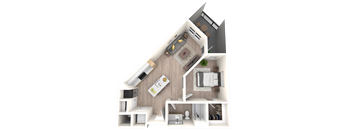 3D Floor Plan Image of 1B