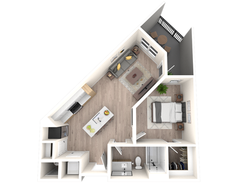 3D Floor Plan Image of 1B