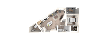 3D Floor Plan Image of 1C