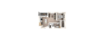 3D Floor Plan Image of 1E Option 2