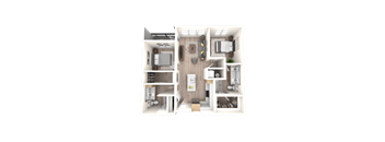 3D Floor Plan Image of 2A Option 2