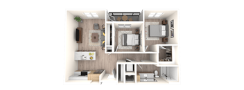 3D Floor Plan Image of 2J