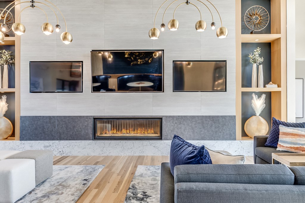 Clubhouse lounge area with fireplace