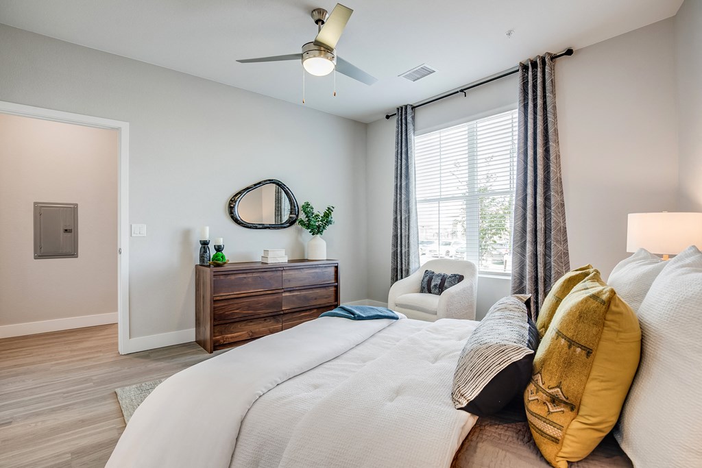 Bedroom with large window