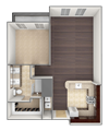 A1 A three dimensional drawing of the A1 floor plan.
