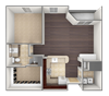 A2 A three dimensional drawing of the A2 floor plan.
