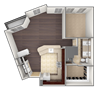 A6 A three dimensional drawing of the A6 floor plan.