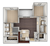 B1 A three dimensional drawing of the B1 floor plan.