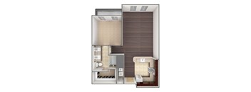 3D image of the A1 floor plan.