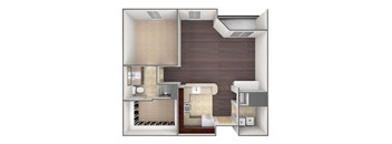 3D image of the A2 floor plan.