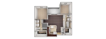 3D image of the B1 floor plan.