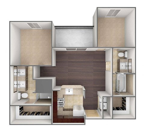 3D image of the B1 floor plan.