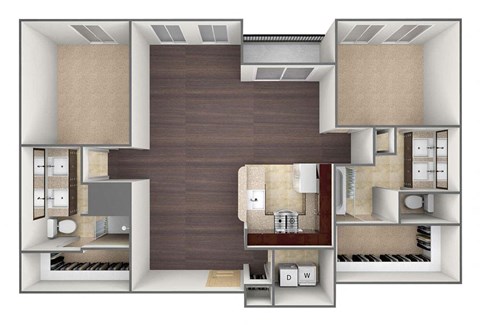 3D image of the B2 floor plan.