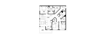 A black and white floor plan of a house with labeled rooms.