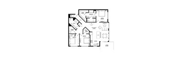 A black and white floor plan of a house with labeled rooms.
