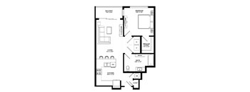 A black and white image of a floor plan for a home.