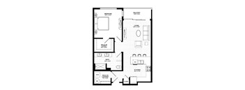 A black and white floor plan of a house with labeled rooms.