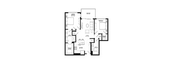 A black and white image of a house floor plan.