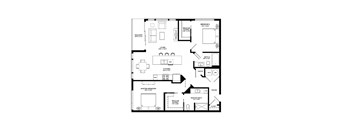 A black and white floor plan of a house with labeled rooms.