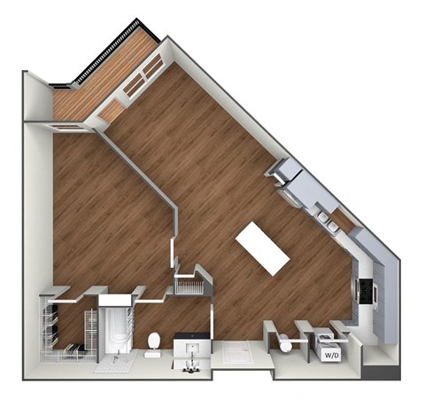 The Gateway floor plan 3D image.